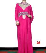Rani-pink embroidered georgette islamic-kaftans