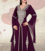 Purple embroidered georgette islamic-kaftans