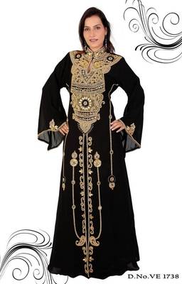 Black embroidered georgette islamic-kaftans 1