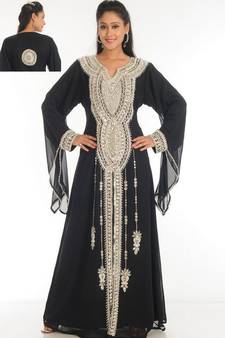 Black embroidered georgette islamic-kaftans