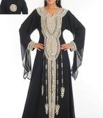 Black embroidered georgette islamic-kaftans