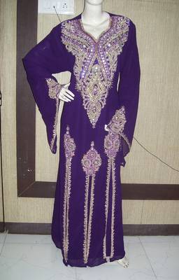 Purple embroidered georgette islamic-kaftans 1