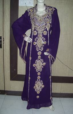 Purple embroidered georgette islamic-kaftans 1