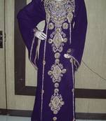 Purple embroidered georgette islamic-kaftans