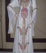 White embroidered georgette islamic-kaftans