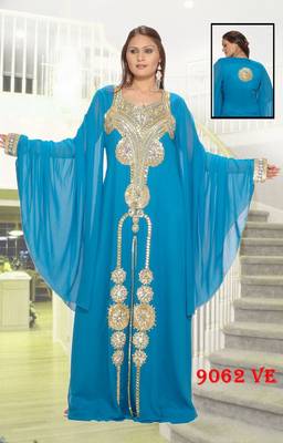Blue embroidered georgette islamic-kaftans 1
