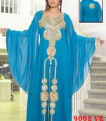 Blue embroidered georgette islamic-kaftans