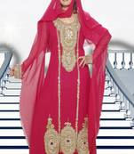 Light-scarlet-red embroidered georgette islamic-kaftans