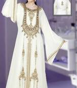 Off-white embroidered georgette islamic-kaftans