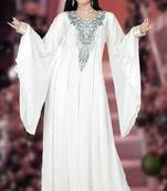 White embroidered georgette islamic-kaftans