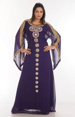 Purple embroidered georgette islamic-kaftans 1