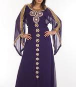 Purple embroidered georgette islamic-kaftans