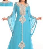 Sky Blue Georgette Embroidered Party Wear Kaftan