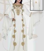 White embroidered georgette islamic-kaftans