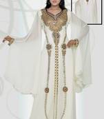 White embroidered georgette islamic-kaftans