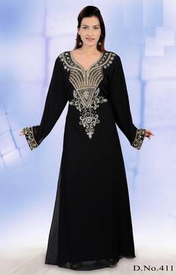 Black embroidered georgette islamic-kaftans 1