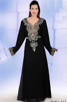 Black embroidered georgette islamic-kaftans