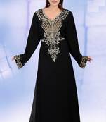 Black embroidered georgette islamic-kaftans