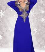 Royal-blue embroidered georgette islamic-kaftans