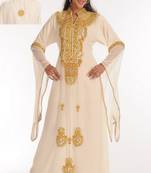 Off-white embroidered georgette islamic-kaftans