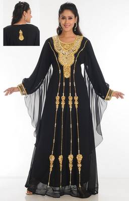Black embroidered georgette islamic-kaftans 1