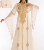 Off-white embroidered georgette islamic-kaftans