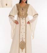 Off-white embroidered georgette islamic-kaftans