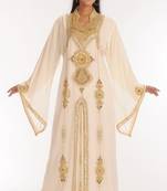 Off-white embroidered georgette islamic-kaftans