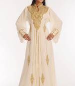 Off-white embroidered georgette islamic-kaftans