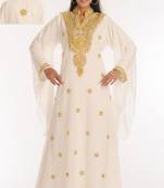 Off-white embroidered georgette islamic-kaftans
