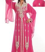 Pink embroidered georgette islamic-kaftans