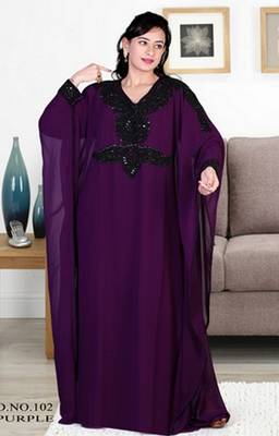 Purple embroidered georgette islamic-kaftans 1