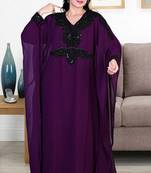 Purple embroidered georgette islamic-kaftans