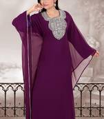 Wine embroidered georgette islamic-kaftans