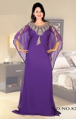 Purple embroidered georgette islamic-kaftans 1