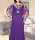 Purple embroidered georgette islamic-kaftans