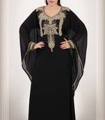 Black embroidered georgette islamic-kaftans