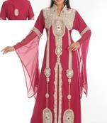 Pink embroidered georgette islamic-kaftans