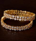 Diamond Embellished Gold Plated Brass Made Bangles for Women