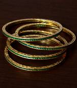 Emerald Stone Embellished Two Pairs of Bangles for Women