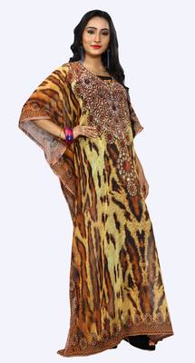 Multicolor Printed Satin Islamic-Kaftans 2