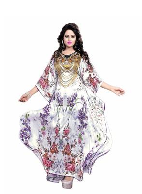 Multicolor Printed Satin Islamic-Kaftans 1