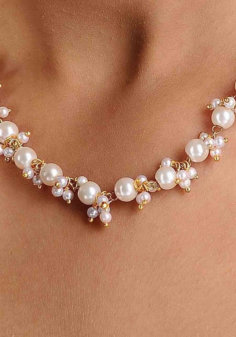 Pearl Cluster Necklace String Glitterati by Alankriti 2931994