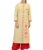 Yellow printed cotton kurtas-and-kurtis