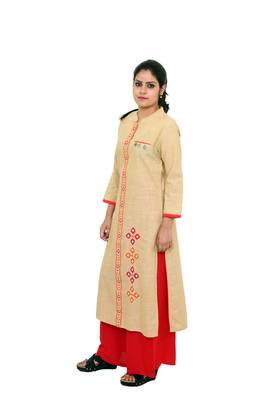 Yellow printed cotton kurtas-and-kurtis 2