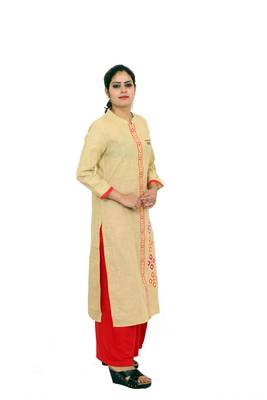 Yellow printed cotton kurtas-and-kurtis 3