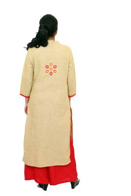 Yellow printed cotton kurtas-and-kurtis 4