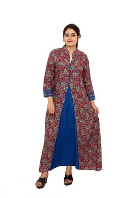 Maroon printed rayon kurtas-and-kurtis 1
