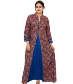 Maroon printed rayon kurtas-and-kurtis