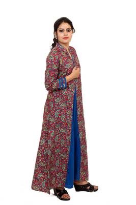 Maroon printed rayon kurtas-and-kurtis 2